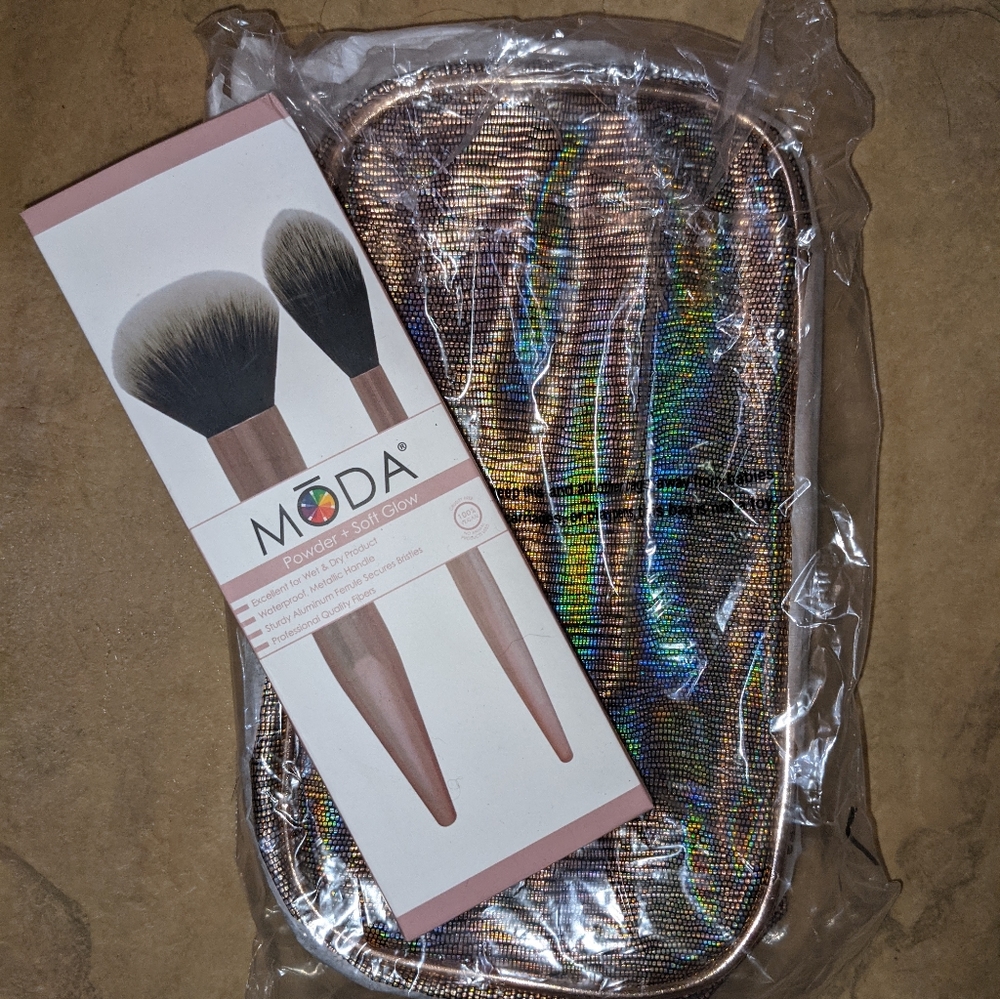 Makeup bag and brushes